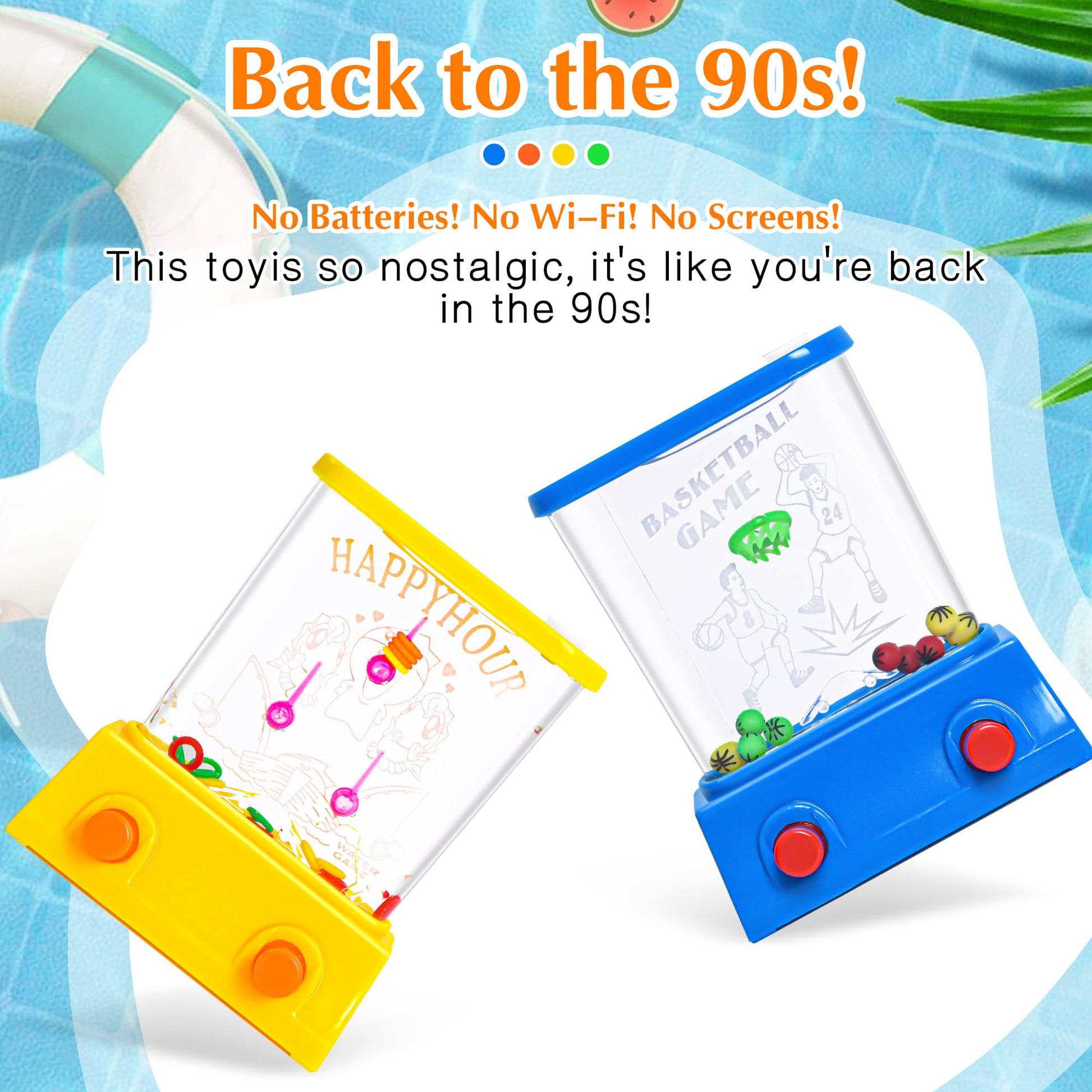 Handheld Water Toy Mini Games with Relive Your Childhood with - Nostalgic Fun in a Compact Size (4 PCS Handheld Toy Edition)