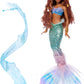 Mattel Disney The Little Mermaid Deluxe Ariel Doll with Iridescent Tail, Hair Jewelry Beads & Display Stand, Inspired by the Movie