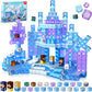 Magnetic Blocks - 100Pcs 0.8in Magnetic Building Block for Kids Ages 4-8, Transparent Magnet Block Blue Princess Castle, Frozen Magnetic Cubes Tiles