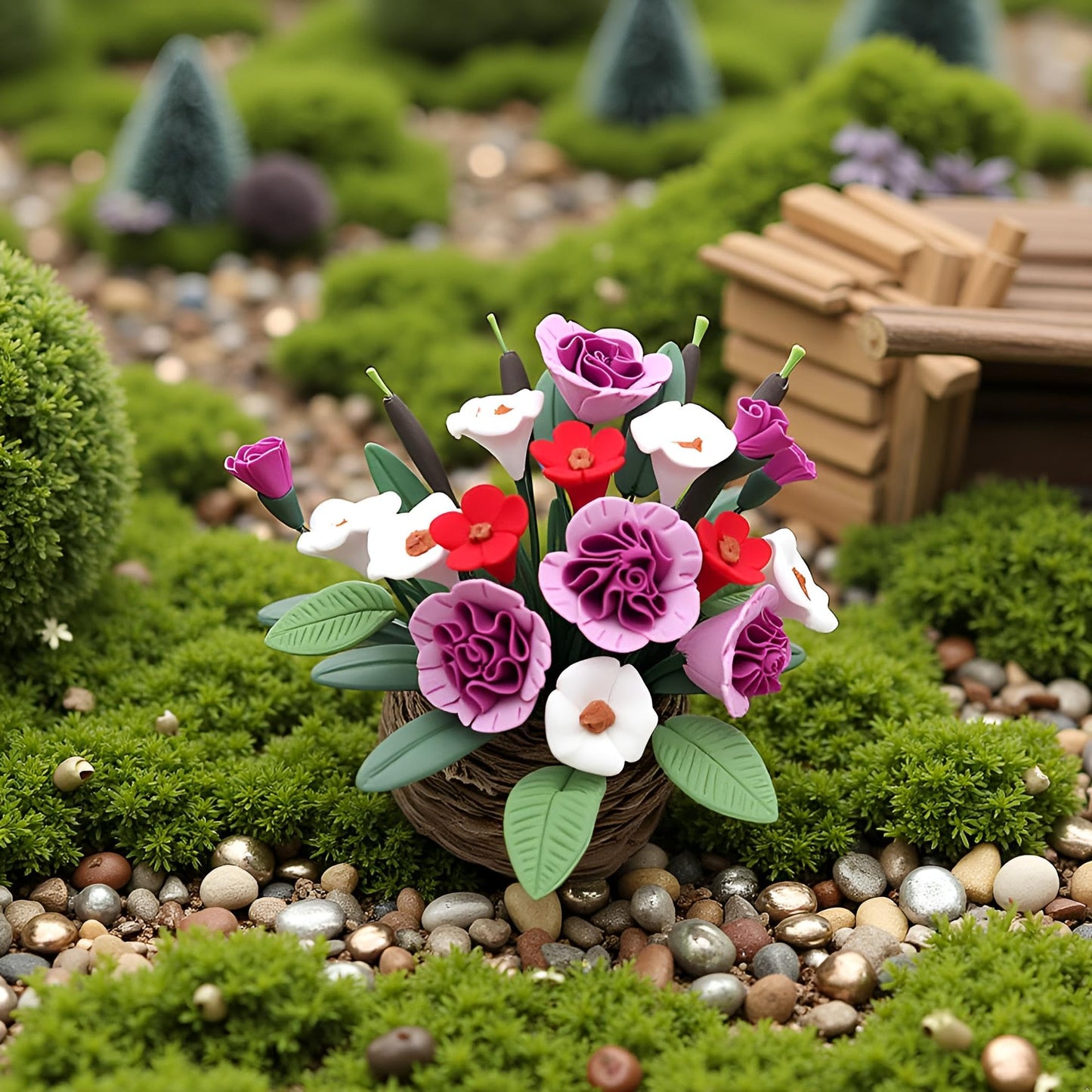 1Pc 1/12 Miniature Plants and Flowers Dollhouse Decoration Accessories, DIY Micro Landscaping Decor