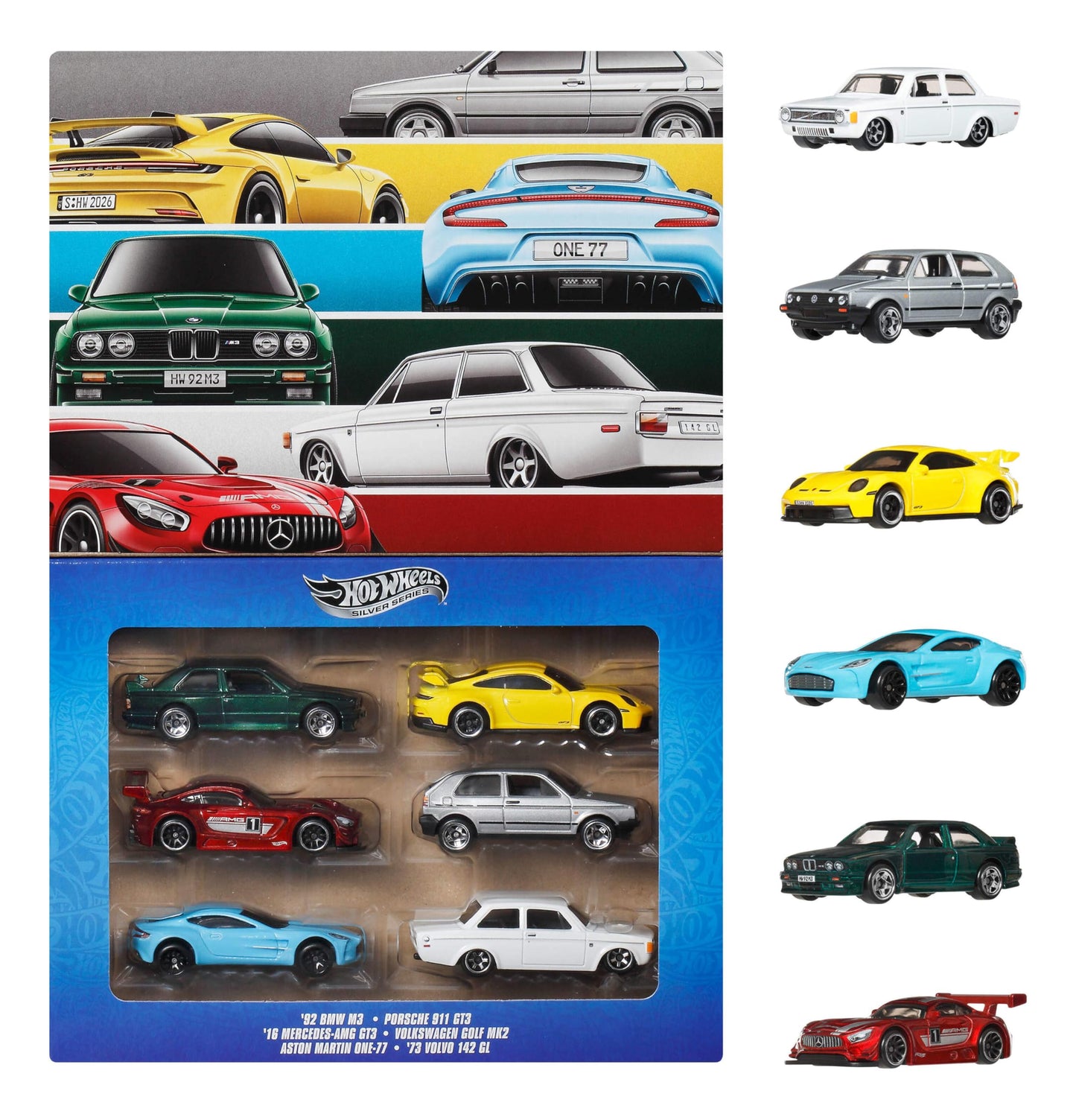 Hot Wheels 1:64 Scale Die-Cast Toy Cars, Set of 6 Euro Style Collectible Vehicles with Elevated Deco, for Play or Display (Styles May Vary)