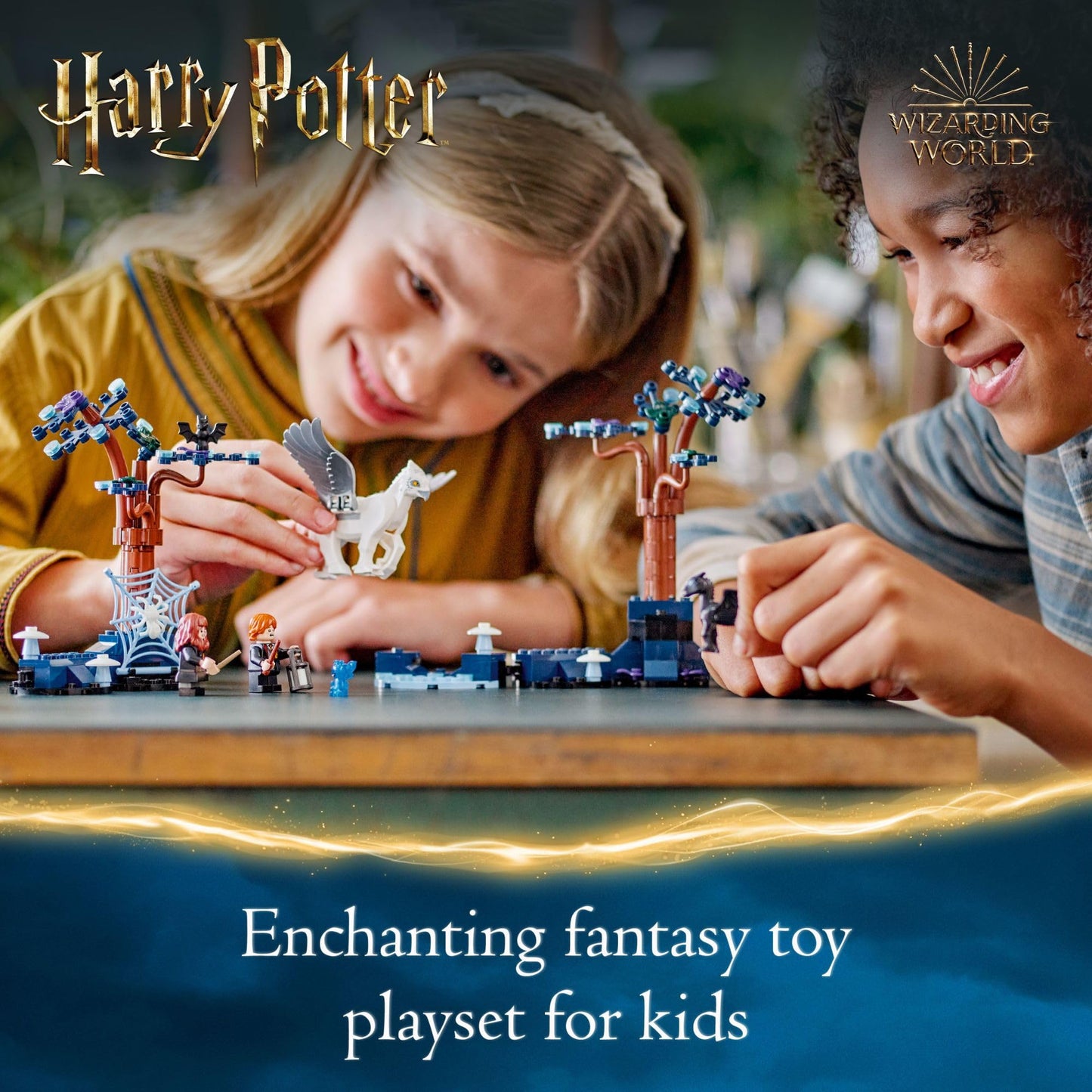 LEGO Harry Potter Forbidden Forest: Magical Creatures, Glow in The Dark Toy for Kids with Buckbeak and Thestral Fantasy Animal Figures, Harry Potter