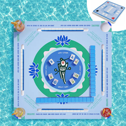 Sawiei Floating Mahjong Table for Pool, 32 Inch Double-Sided Floating Poker Tray, Waterproof Floating Board for Adults Pool Hot Tub Lake Summer Party