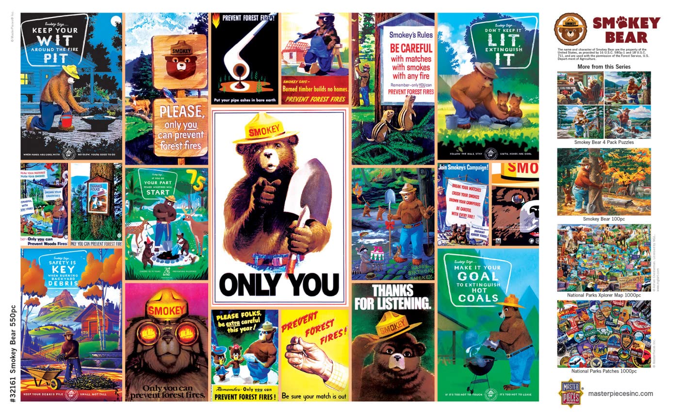 MasterPieces 550 Piece Jigsaw Puzzle for Adults, Family, Or Youth - Smokey Bear - 18"x24"