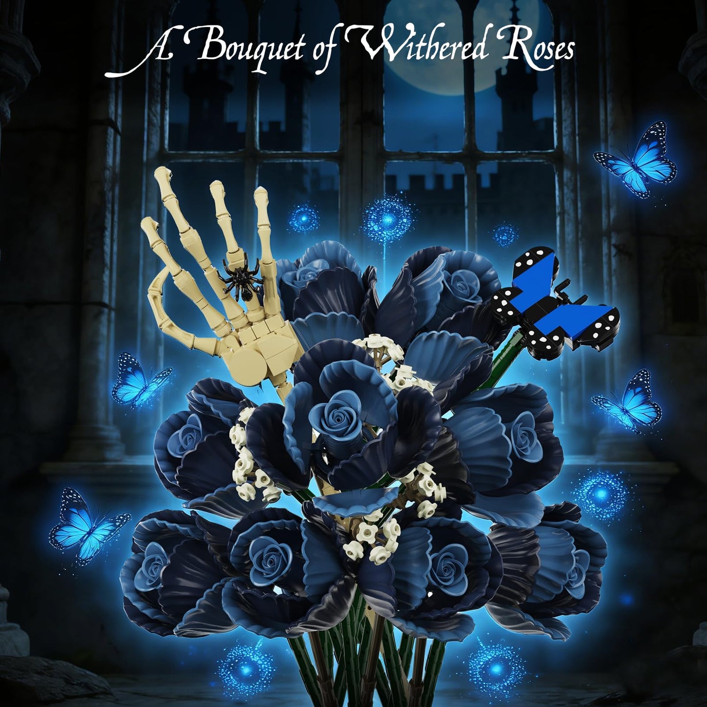 Corpse Emily Bouquet Roses Building Set, Gothic Floral Flower Model Set for Dark Romancet Compatible with Lego Withered Flower Building