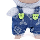 LYBHYQTII Doll Clothes Compatible with Labubu 17cm 3 Piece Denim Set Including a Blue Rompers, White Bag, Hat - Cowboy Stylish Adorable Premium Outfit