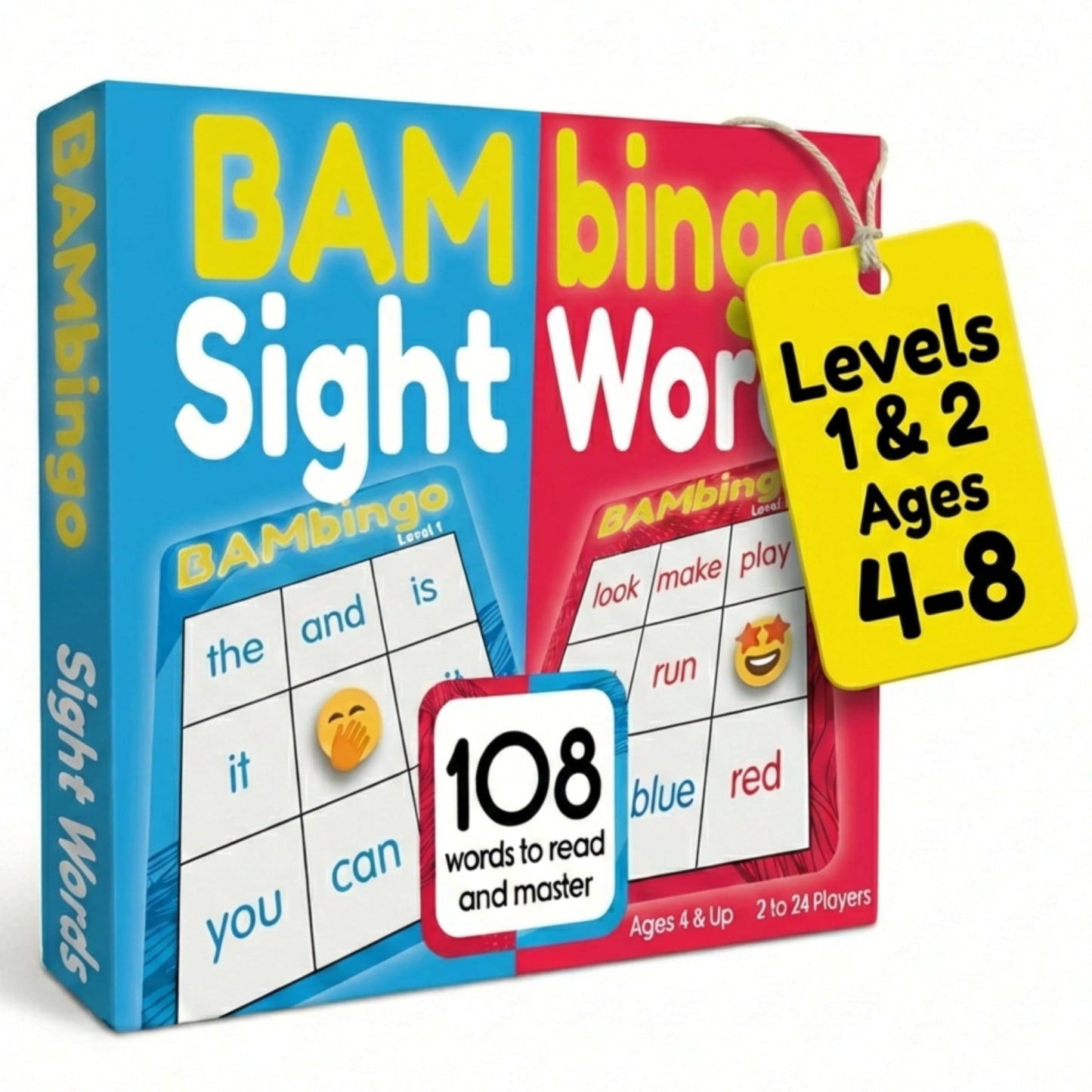 THE BAMBINO TREE Sight Word Bingo Game Level 1 and 2 - Educational Games for Kids - Learn to Read Vocabulary for Kindergarten 1st Grade - Dolch's