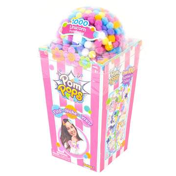 Sunny Days Entertainment Pom Pops - Surprise DIY Craft Activity Kit for Kids - Receive Either The Unicorn, Mermaid or Llama Style - Colors and Styles