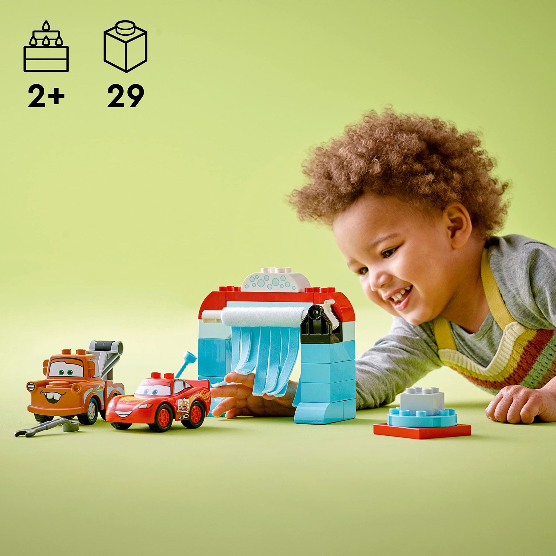 LEGO DUPLO Disney and Pixar's Cars Lightning McQueen & Mater's Car Wash Fun 10996, Buildable Toy for 2 Year Old Toddlers, Boys & Girls, Birthday Gift