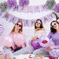 Purple and Silver Birthday Decorations for Women Lavender Party Decor Kit for Her Including Happy Birthday Banner Pompom Flower Foil Balloons Confetti