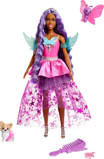 Barbie Doll with 2 Fantasy Pets & Dress, “Brooklyn” Doll from a Touch of Magic, 7-inch Long Hair