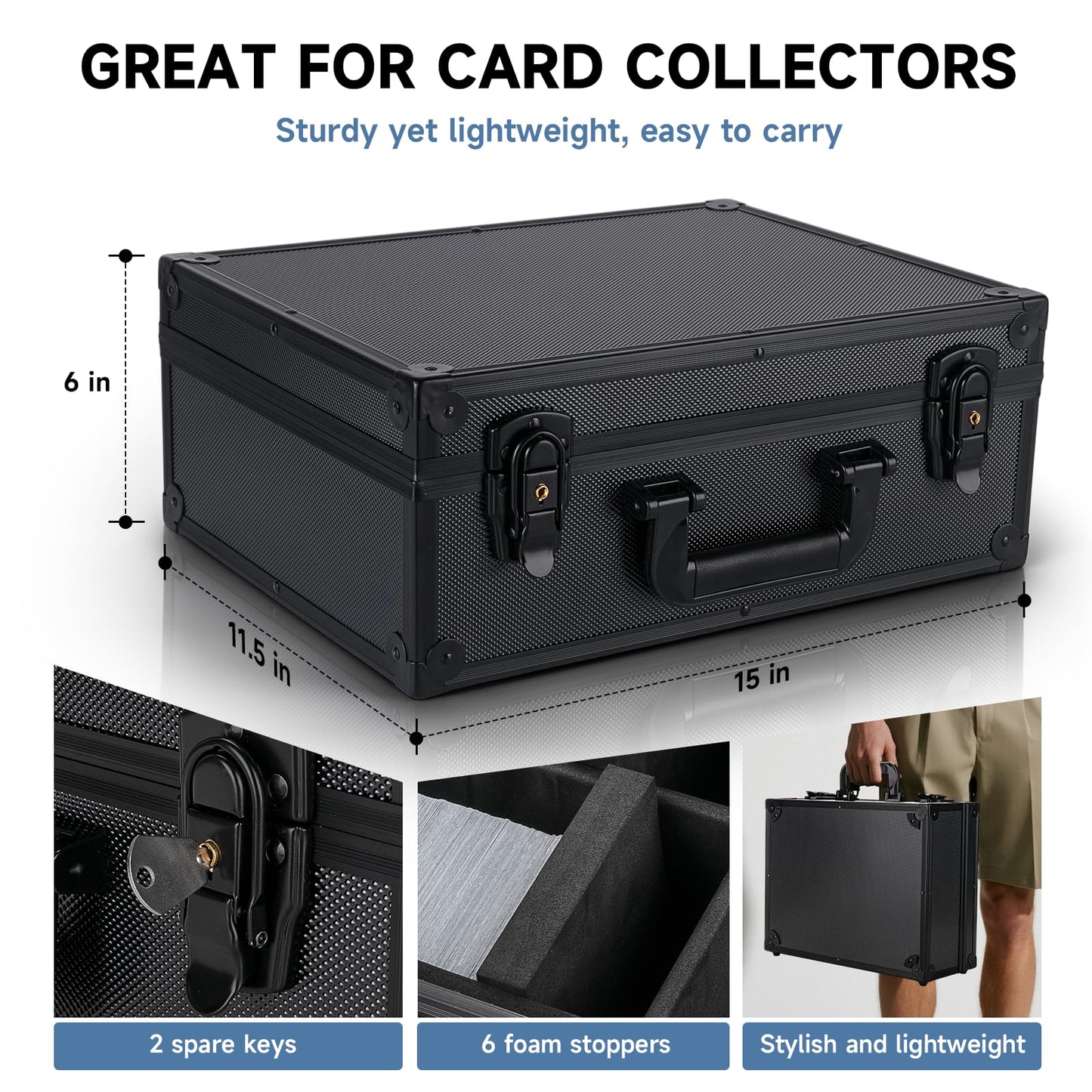 Trading Card Storage Box for 3" X 4" 35pt Toploaders 600+, Sturdy Secure Large Capacity Hard Case with 6 Foam Stoppers, Fits Toploader Magnetic