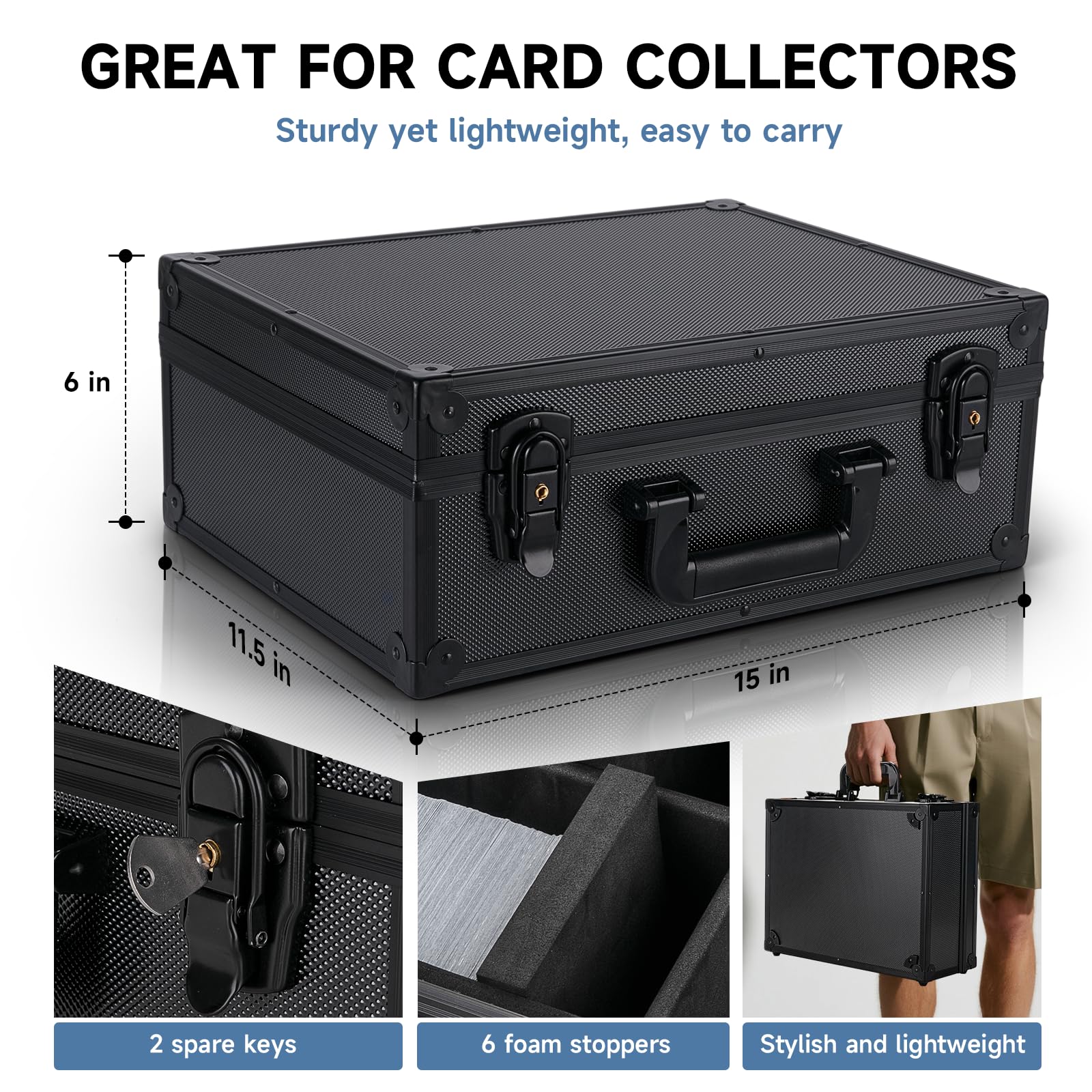 Trading Card Storage Box for 3" X 4" 35pt Toploaders 600+, Sturdy Secure Large Capacity Hard Case with 6 Foam Stoppers, Fits Toploader Magnetic