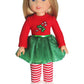 American Fashion World Candy Cane Tutu Dress Set for 14-Inch Dolls | Leggings Included |Premium Quality & Trendy Design | Dolls Clothes | Outfit