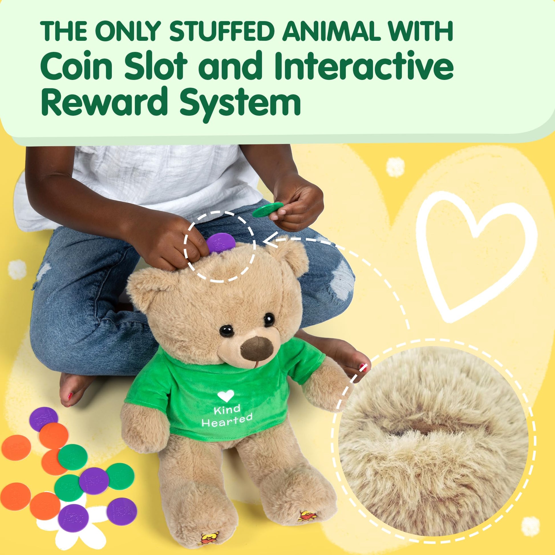 Bene Bear - Plush Teddy Bear & Book Set with Token Reward System | Emotional Support Stuffed Animal for Social Emotional Learning | Bear Plush Teaches