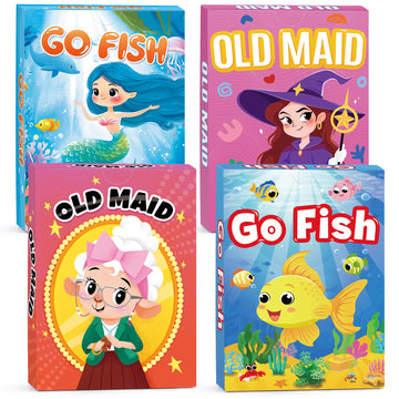 Go Fish and Old Maid Card Games,Kids Card Games for Ages 4-8,Family Games For Kids Adults Toddlers,Classic Card Game for Travel Classroom Table Party
