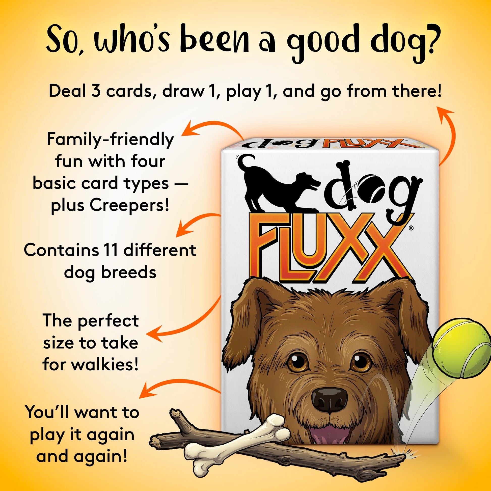 Looney Labs Dog Fluxx Card Game - Playful Dog Themed Family Card Game with Ever Changing Rules