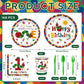 ZQMONTIA 168Pcs Caterpillar 1st Birthday Party Supplies Green Insect Plates Napkins Disposable Tableware Set Hungry Bug Party Decoration for Kids