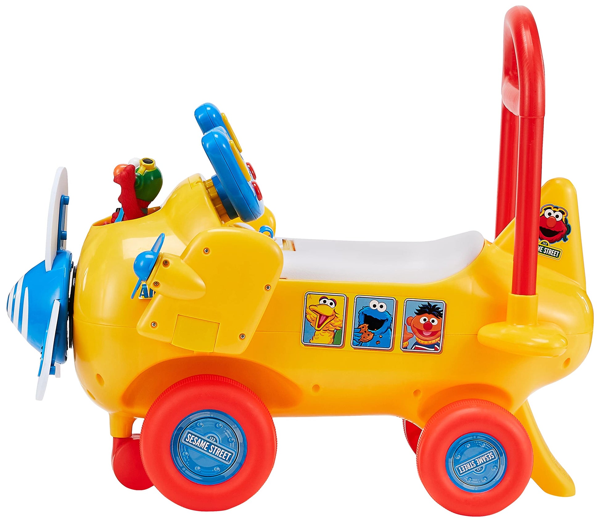 Kiddieland Sesame Street Elmo's Activity Plane Ride-On Toy, Lights Sounds Steering Wheel, Spinning Propeller, Imaginative Pretend Play for Toddlers