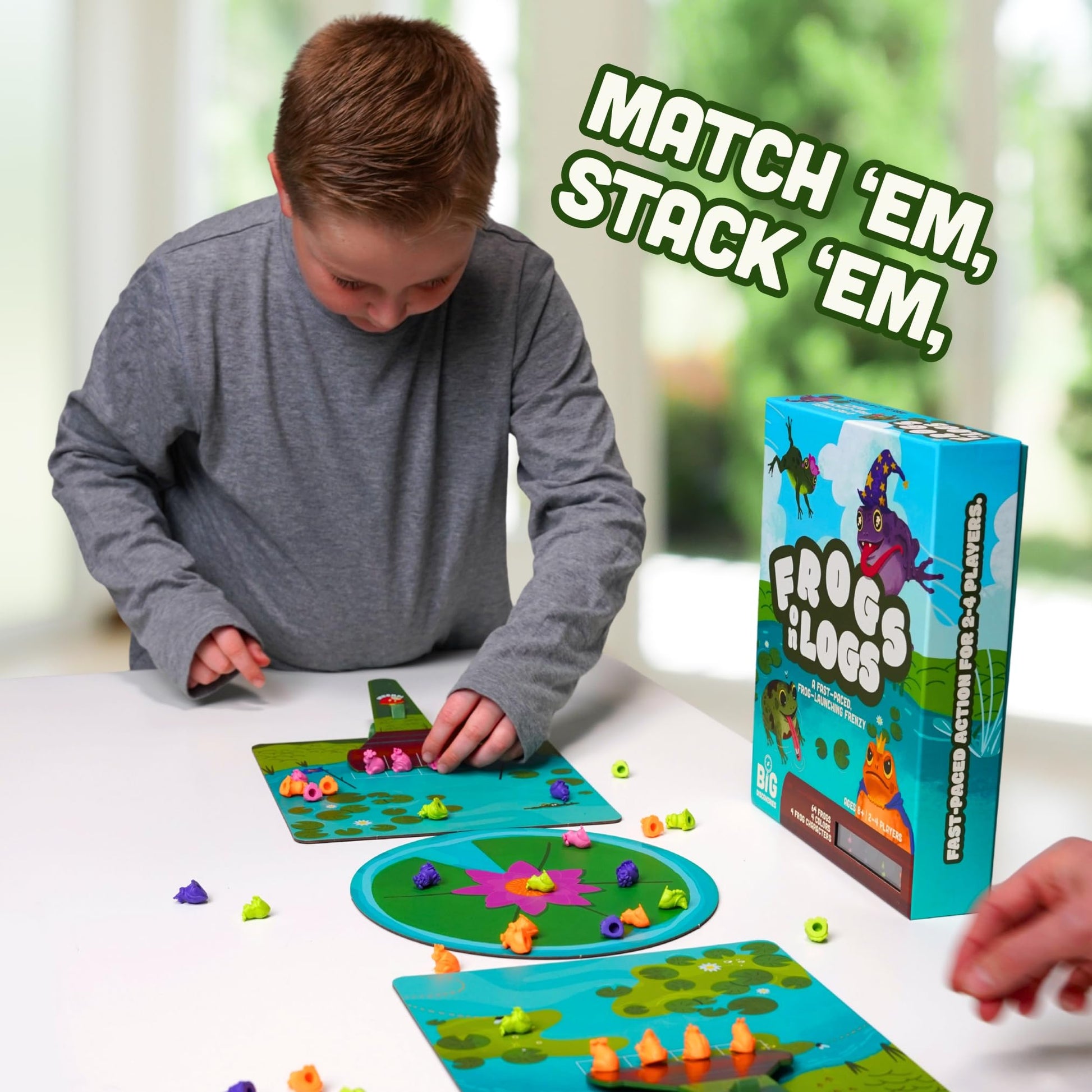 Frogs on Logs - A Fast-Paced Frog-Launching Board Game for Kids & Families - Match, Aim & Launch Frogs - 2-4 Players, Ages 8+ - Fun Family Game