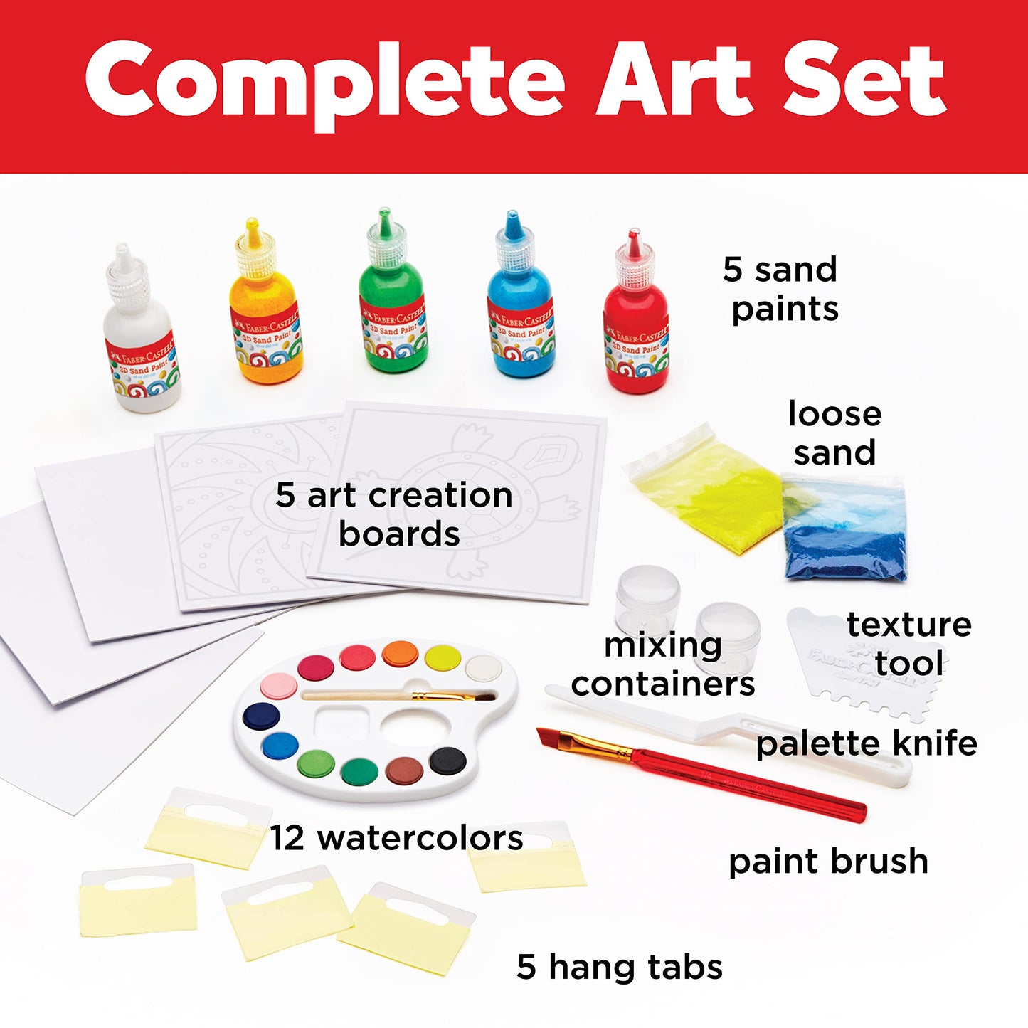 Faber-Castell 3D Sand Painting Kit for Kids: Create 5 Sand Art Pictures, DIY Arts and Crafts for Kids, Art Projects and Gifts for Girls and Boys (Ages