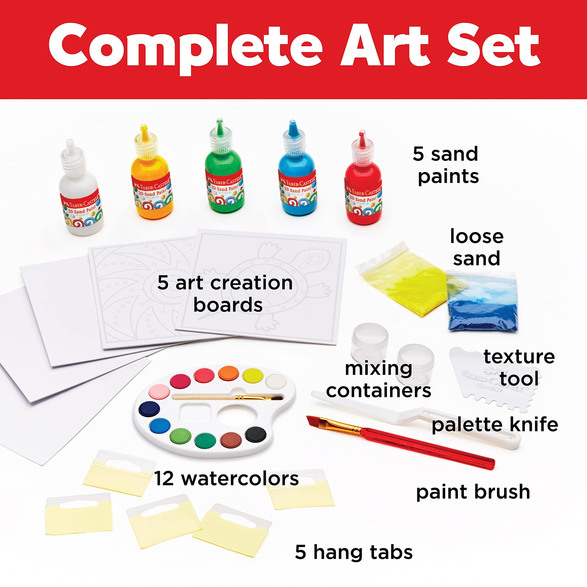 Faber-Castell 3D Sand Painting Kit for Kids: Create 5 Sand Art Pictures, DIY Arts and Crafts for Kids, Art Projects and Gifts for Girls and Boys (Ages
