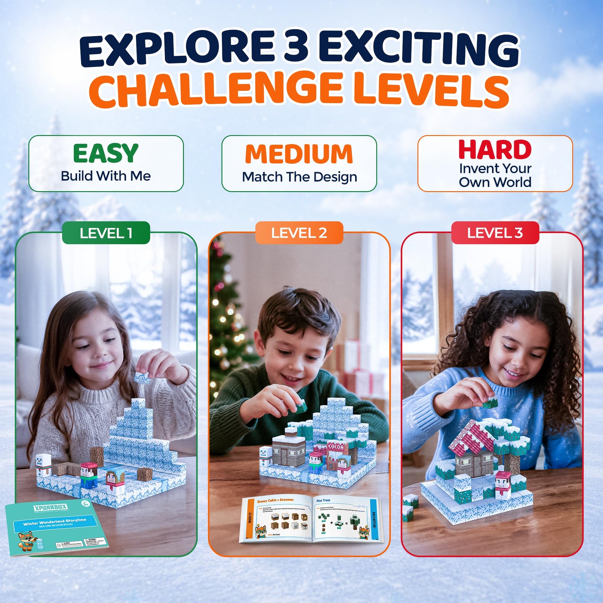 XploraBlox 211 PCS Magnetic Blocks - Mine World Pixel Click Blocks Magnetic Building Cubes, 0.8in Magnet Blocks STEM Toys for Kids Ages 5-12, Screen