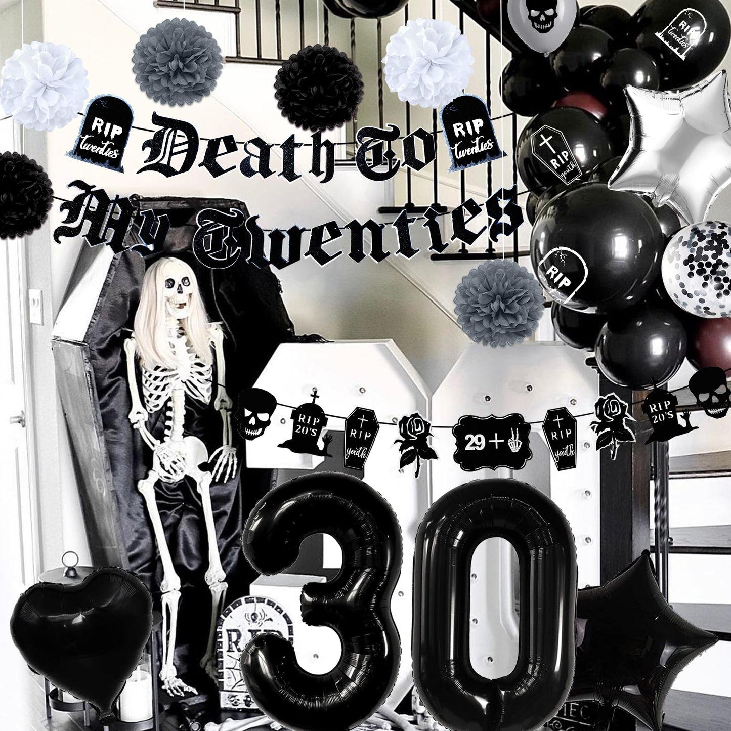 Death to My 20s 30th Birthday Decorations, Rip to My 20s Birthday Set