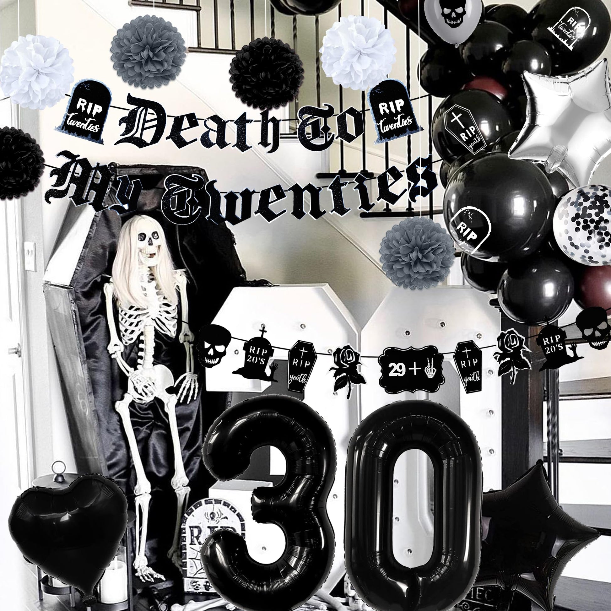 Death to My 20s 30th Birthday Decorations, Rip to My 20s Birthday Set