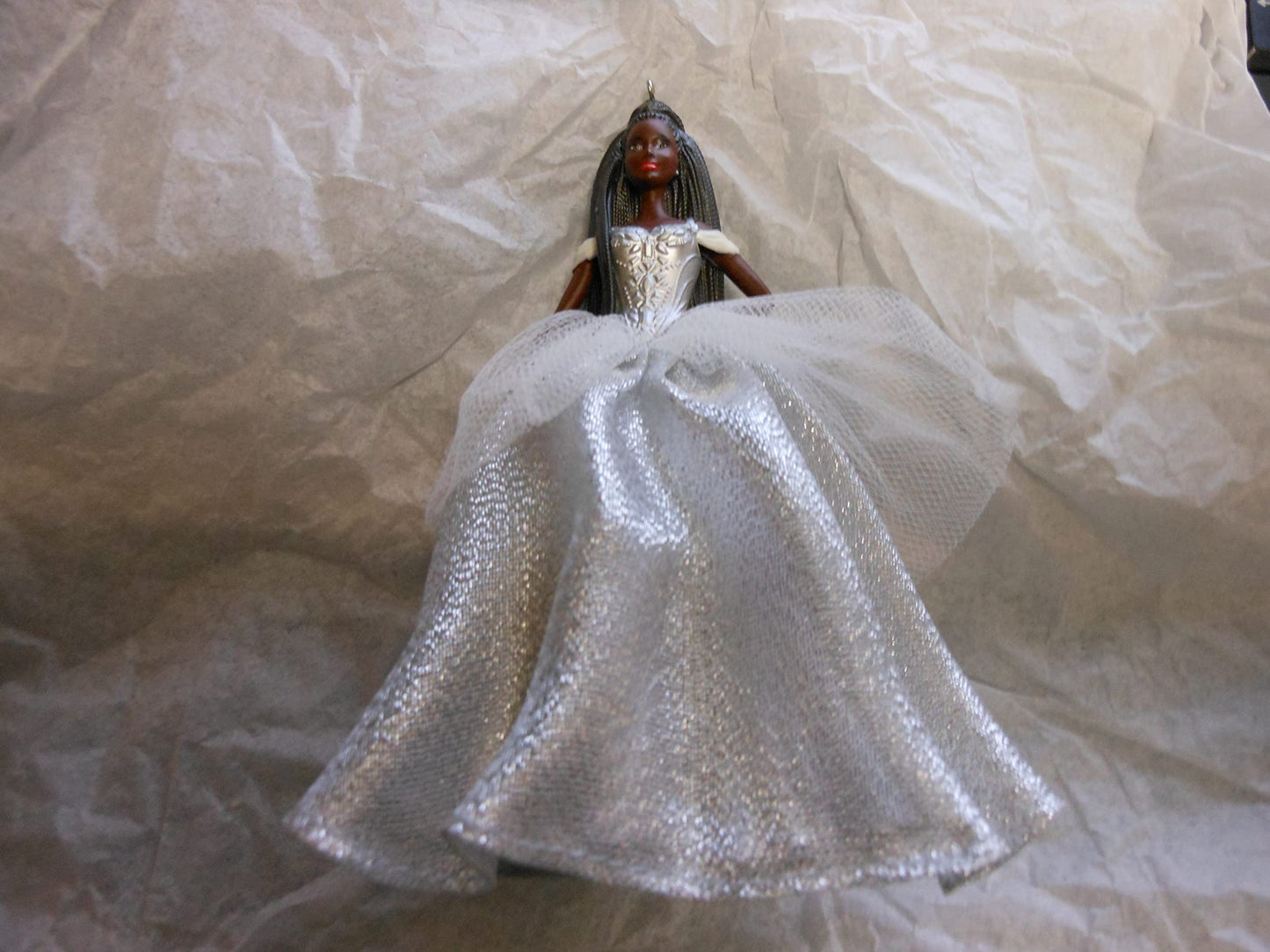 Hallmark Keepsake Plastic Christmas Ornament 2021, Black Holiday Barbie Doll