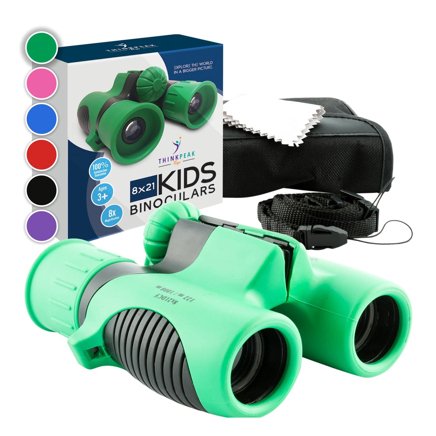 Think Peak Green Binoculars Science Toy for Kids Ages 3-12 Years - Real Compact Outdoor Adventure & STEM Educational Nature Hiking Explorer for Bird
