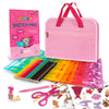 Mimtom Drawing Stencil Kit for Kids, 51 PC Art Set with 270+ Shapes, Sketch Pad, and Colored Pencils for Child's DIY Arts and Crafts, Draw