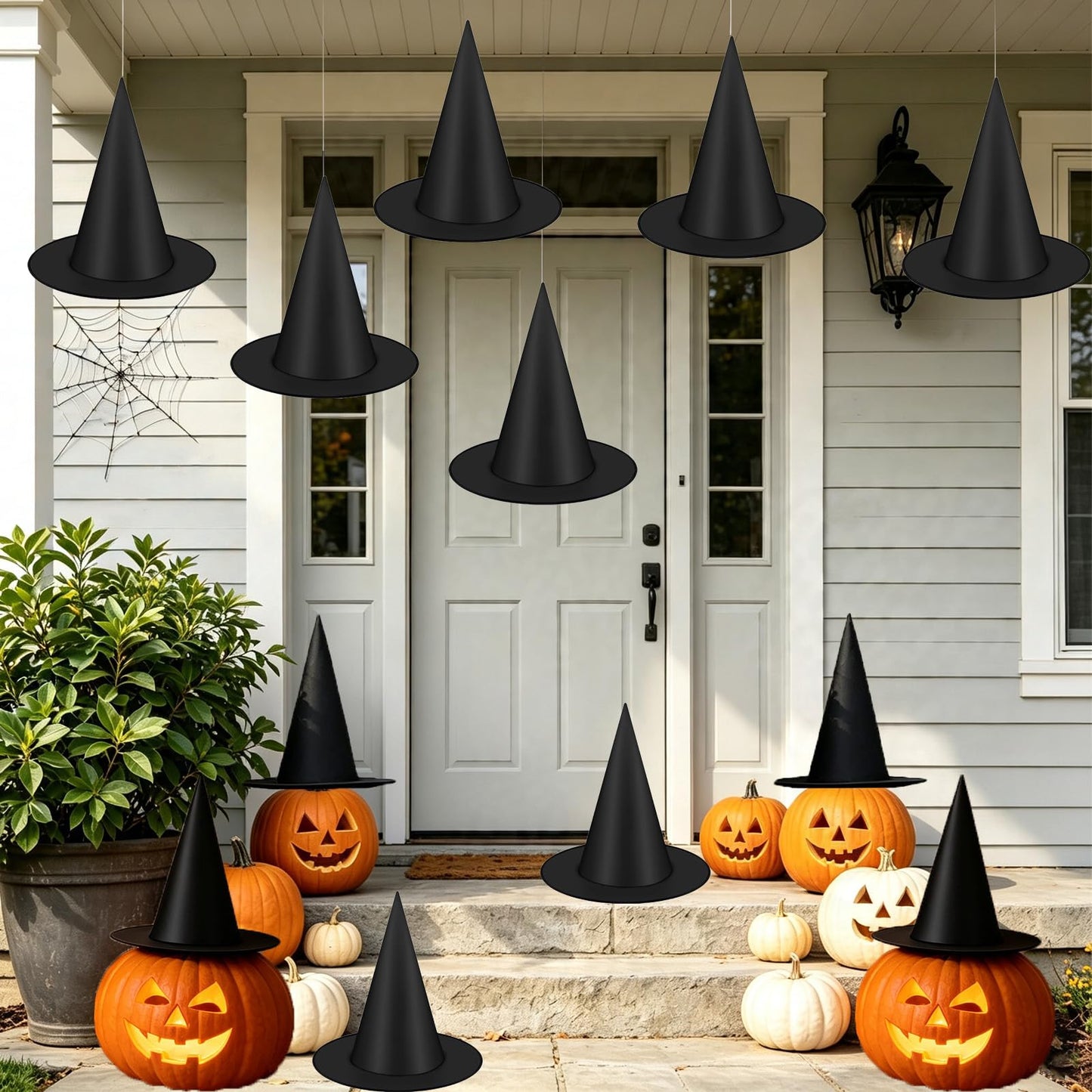 KSPOWWIN 12PCS Halloween Witch Hats Witch Costume Accessory, Black Witch Hat for Halloween Party Decoration