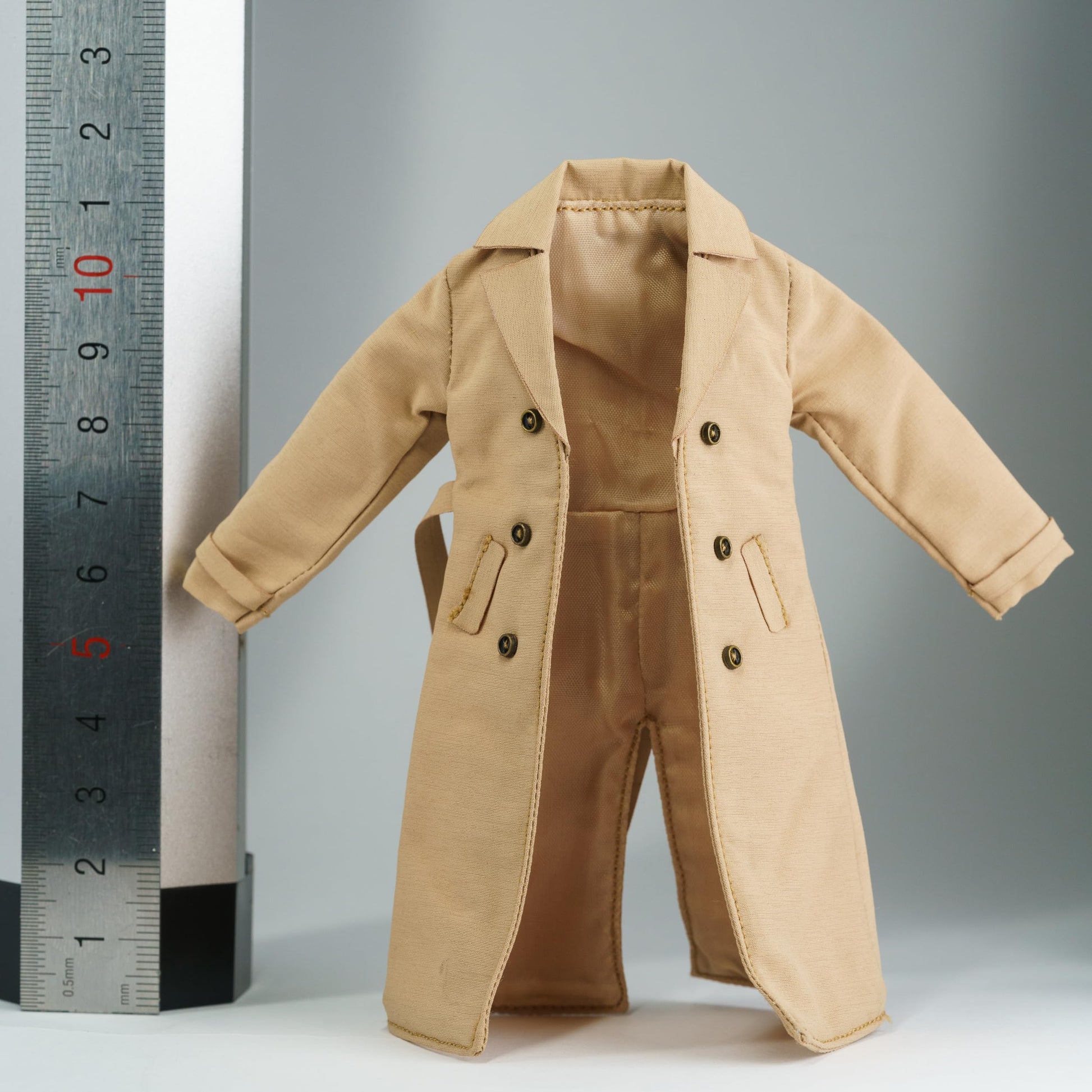 1/12 Action Figure Clothes,Long Trench Coat for 6" Action Figures,1:12 Scale Miniature Coat-only Clothing (Khaki)