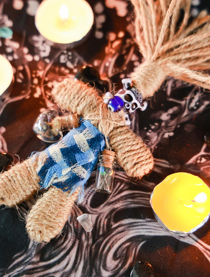 Nosadi Voodoo Doll Real Handmade Creepy Dolls Set Horror Voodoo Supplies Skull Witches Poppet for Halloween Birthday Christmas Party Gift Decoration