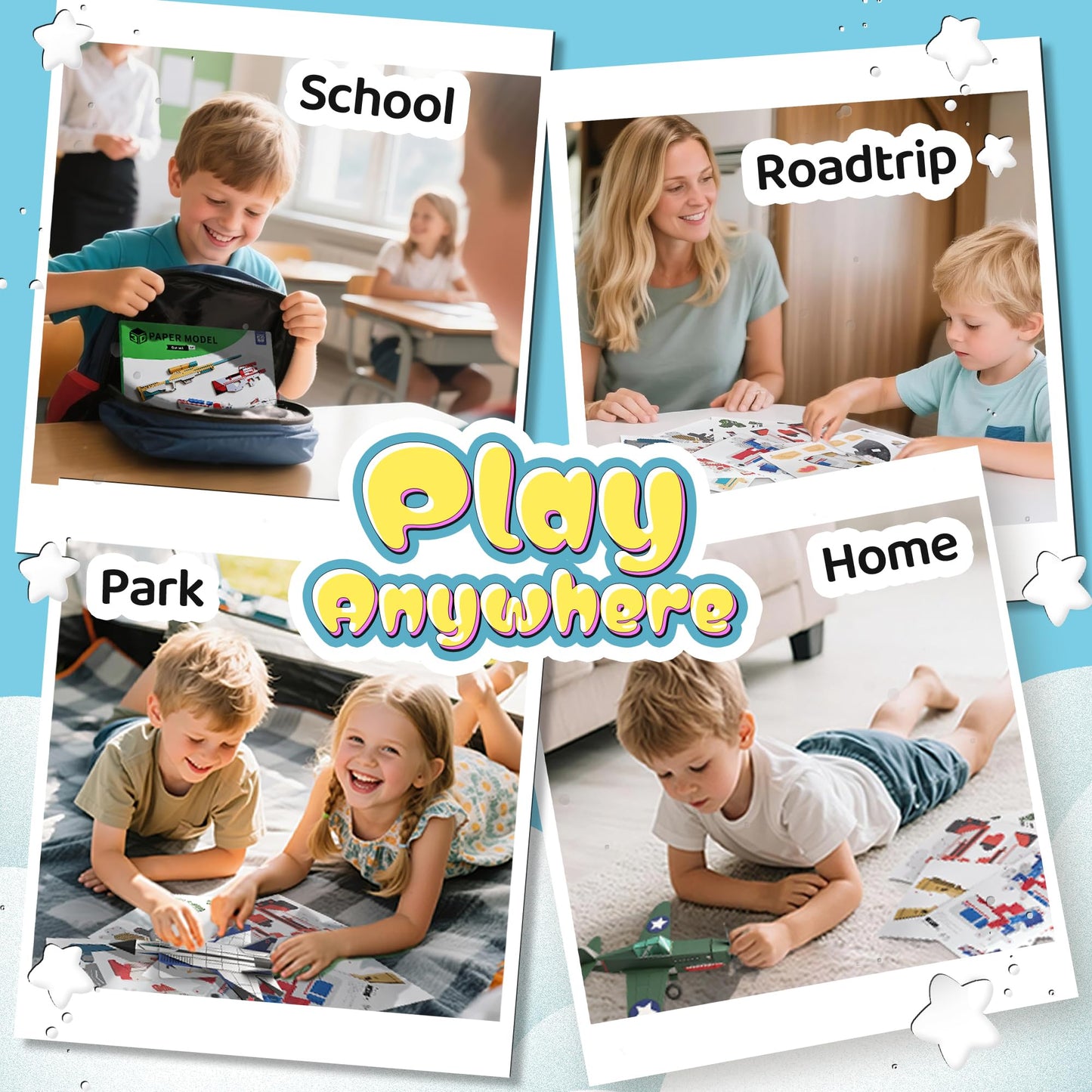 2 Themes in 1, 3D Paper Building Model, DIY Origami Kit for Kids Ages 8-12, Includes 16 Pre-cut, Easy-to-Assemble Aircraft & Weapon 3D Paper Building