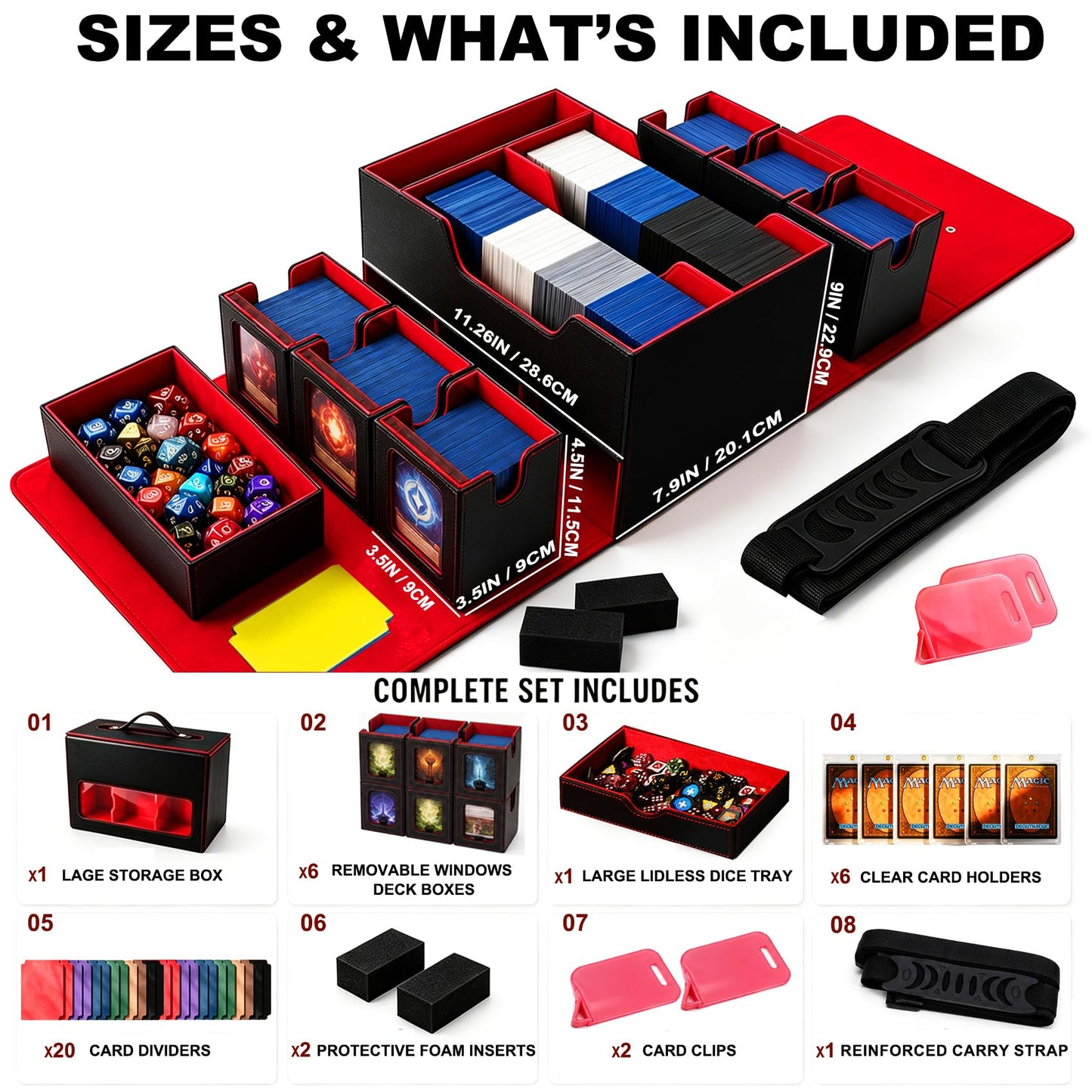 MTG Deck Box for Commander & TCG, Trading Card Storage Box with Handle