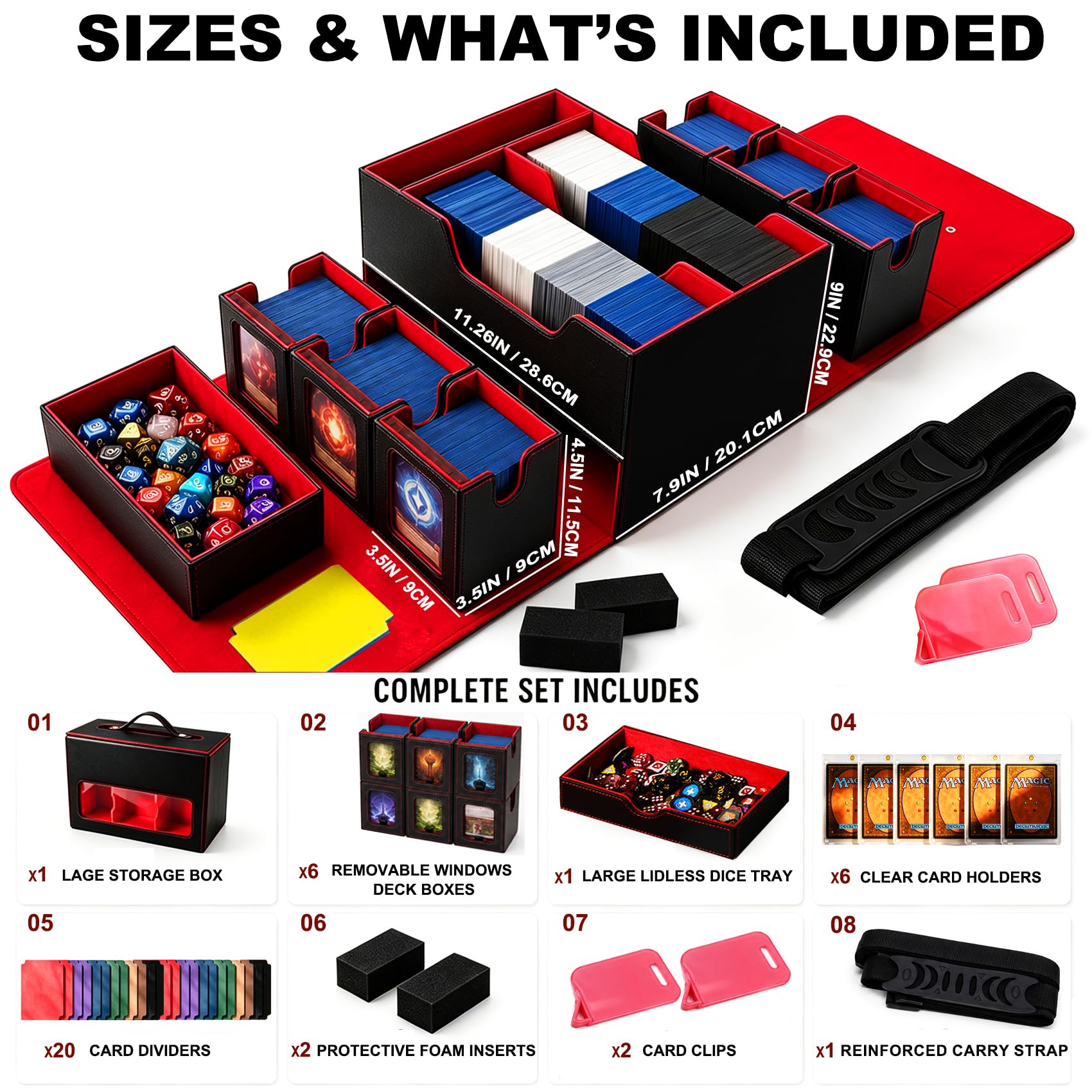 MTG Deck Box for Commander & TCG, Trading Card Storage Box with Handle
