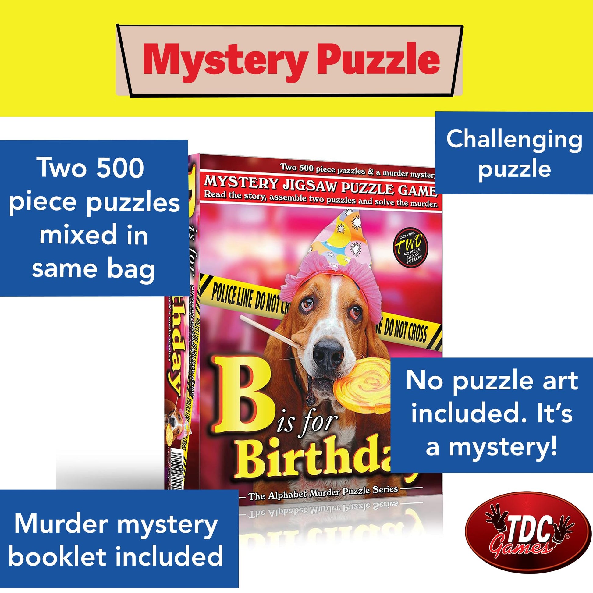 TDC Games Alphabet Mystery Jigsaw Puzzle for Adults, 500 Piece Puzzle Game - B is for Birthday