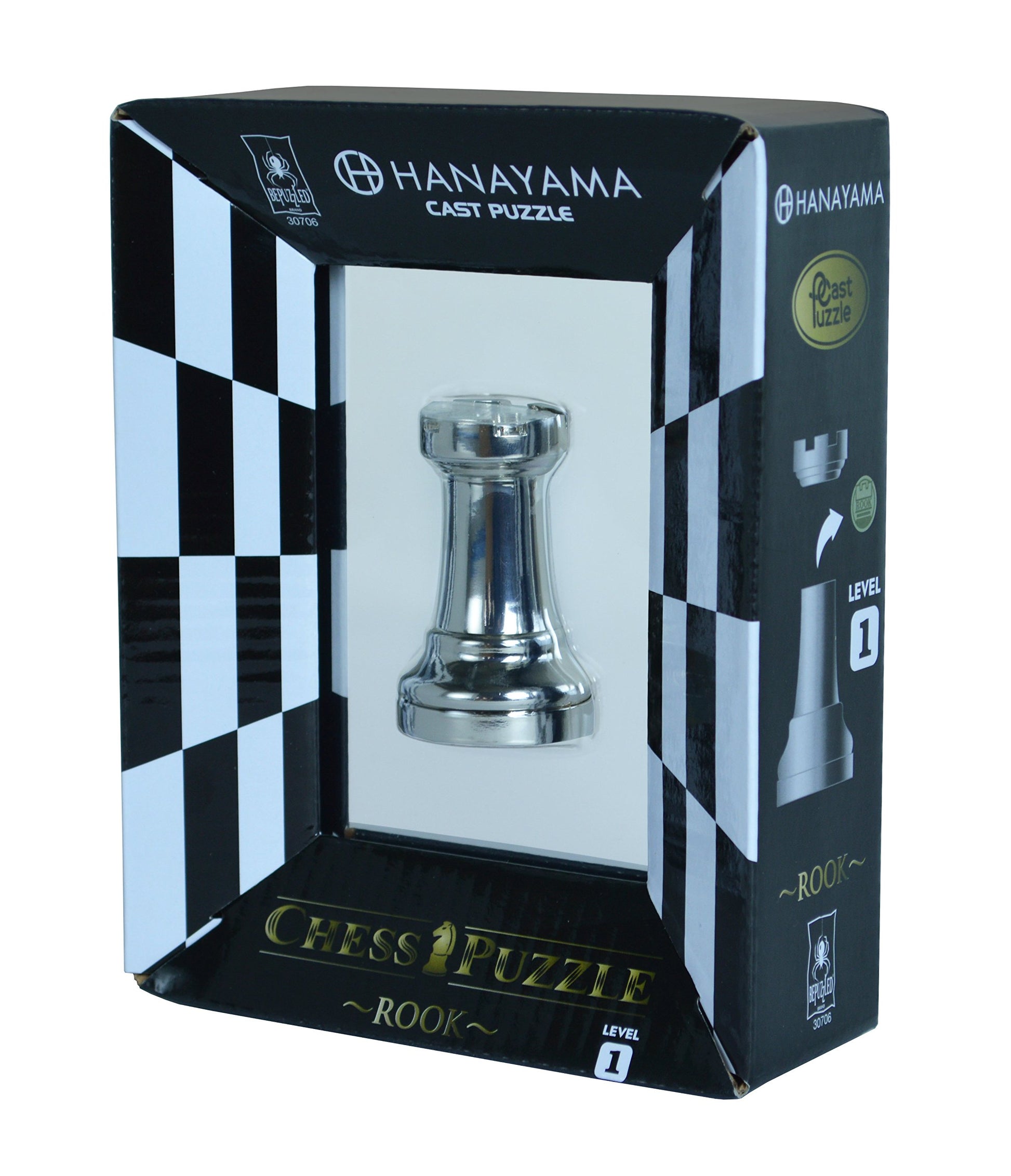 BePuzzled Hanayama Metal Cast Rook Chesspiece Puzzle Find Lucky Coins, Advanced Challenging Brain Teaser Game for Kids Age 8 & Above (Level 1)