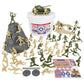 TimMee Bucket of Army Men - OD Green vs. Tan 54pc Soldier Playset - Made in USA