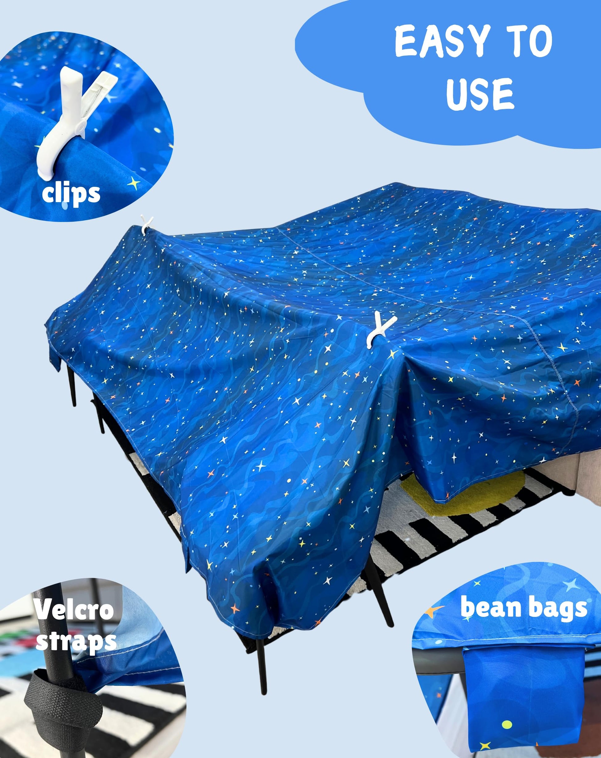 Blanket Fort Building Kit for Kids, Make a Portable Playhouse, Magic Play Tent Boys Girls Indoor Outdoor Build Set, STEM Children Toy, Best Gift