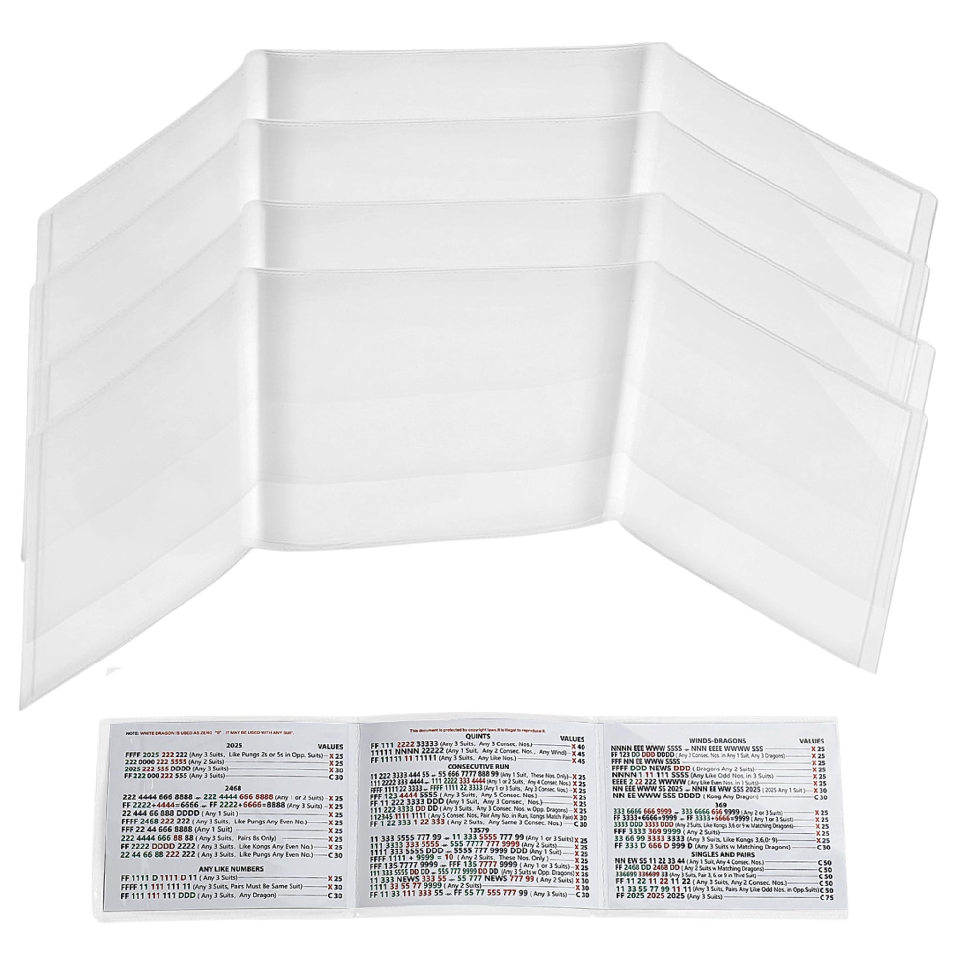 2026 MahjongCard Sleeves 4PCS, Transparent Plastic Covers