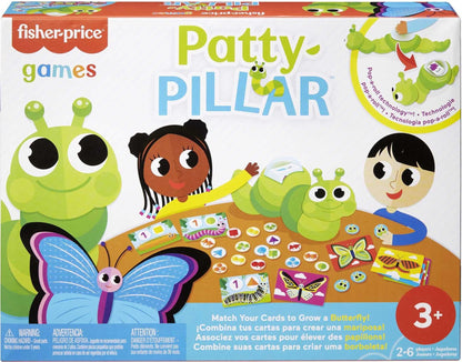 Mattel Games Patty-Pillar Fisher-Price Kids Pre-School Game, Colors, Shapes & Matching with Cards, Tokens & Caterpillar Spinner, 2 to 6 Players, Gift