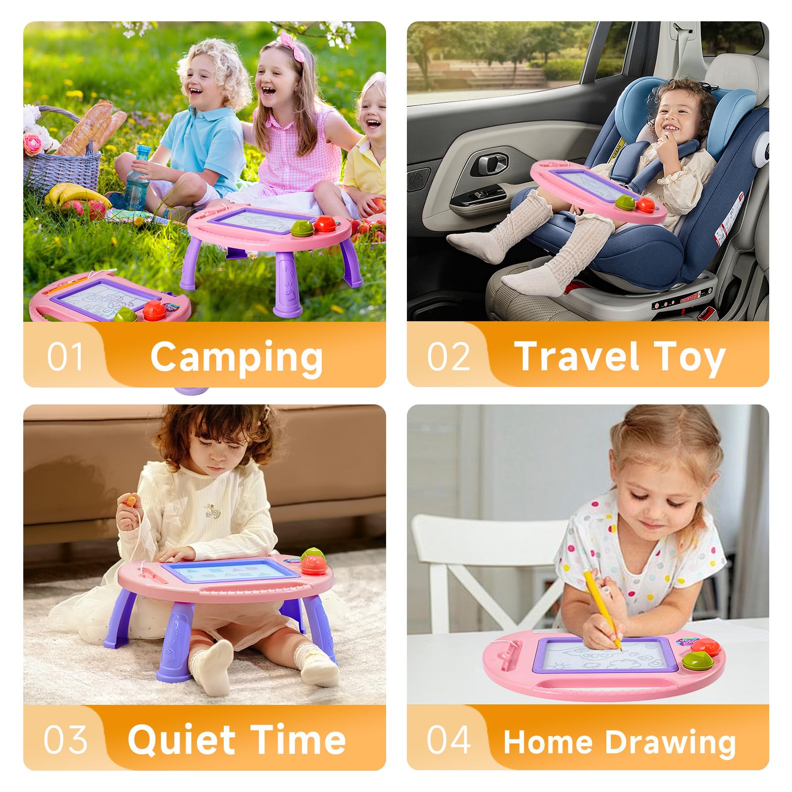 HVETO Magnetic Drawing Board, Toddler Girl Toys for 1-2 Year Old, Doodle Board Pad Learning and Educational Kids Toys for 1 2 3 Year Old Baby Girl