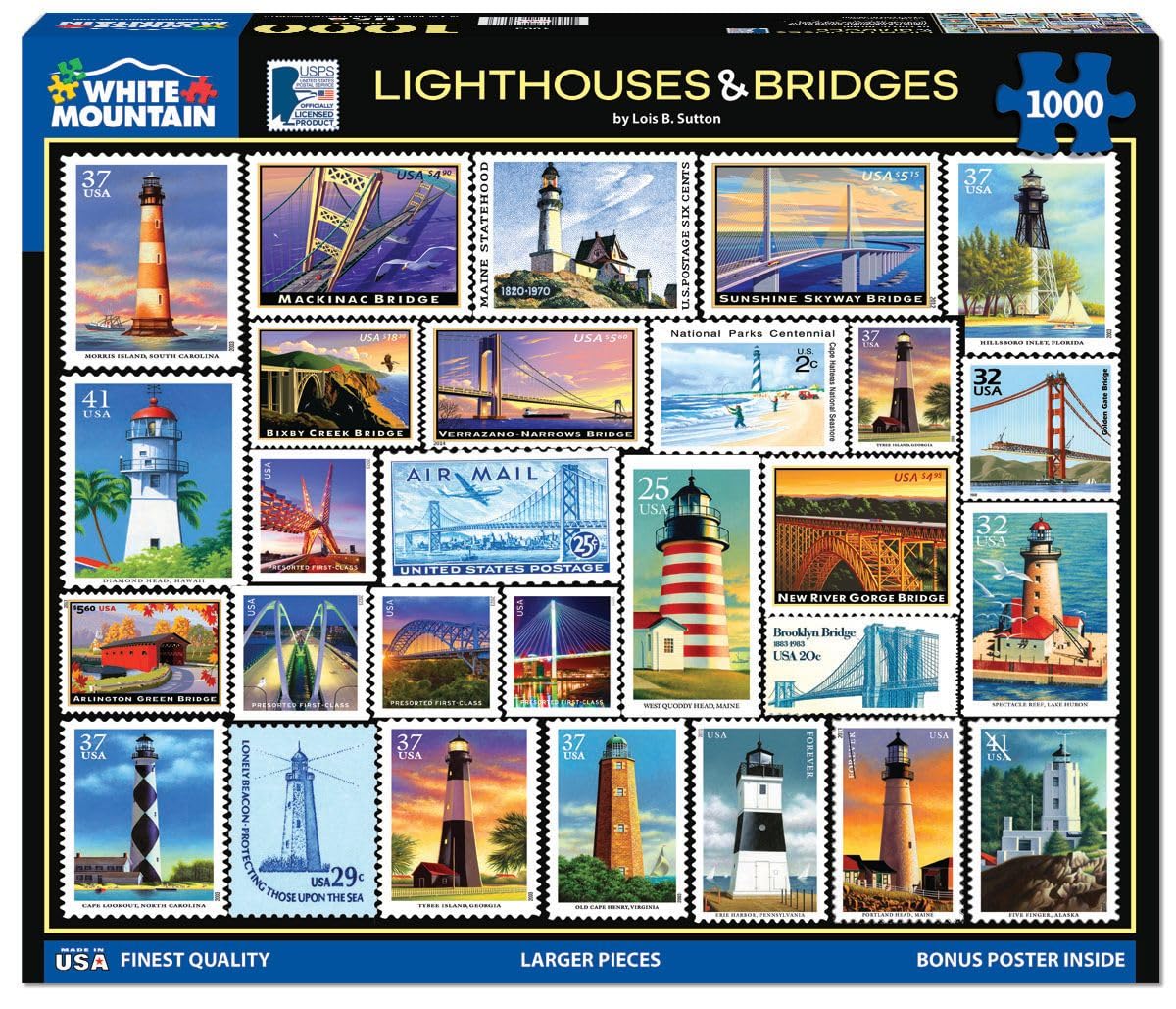 White Mountain 1000 Piece Jigsaw Puzzle, Lighthouses & Bridges