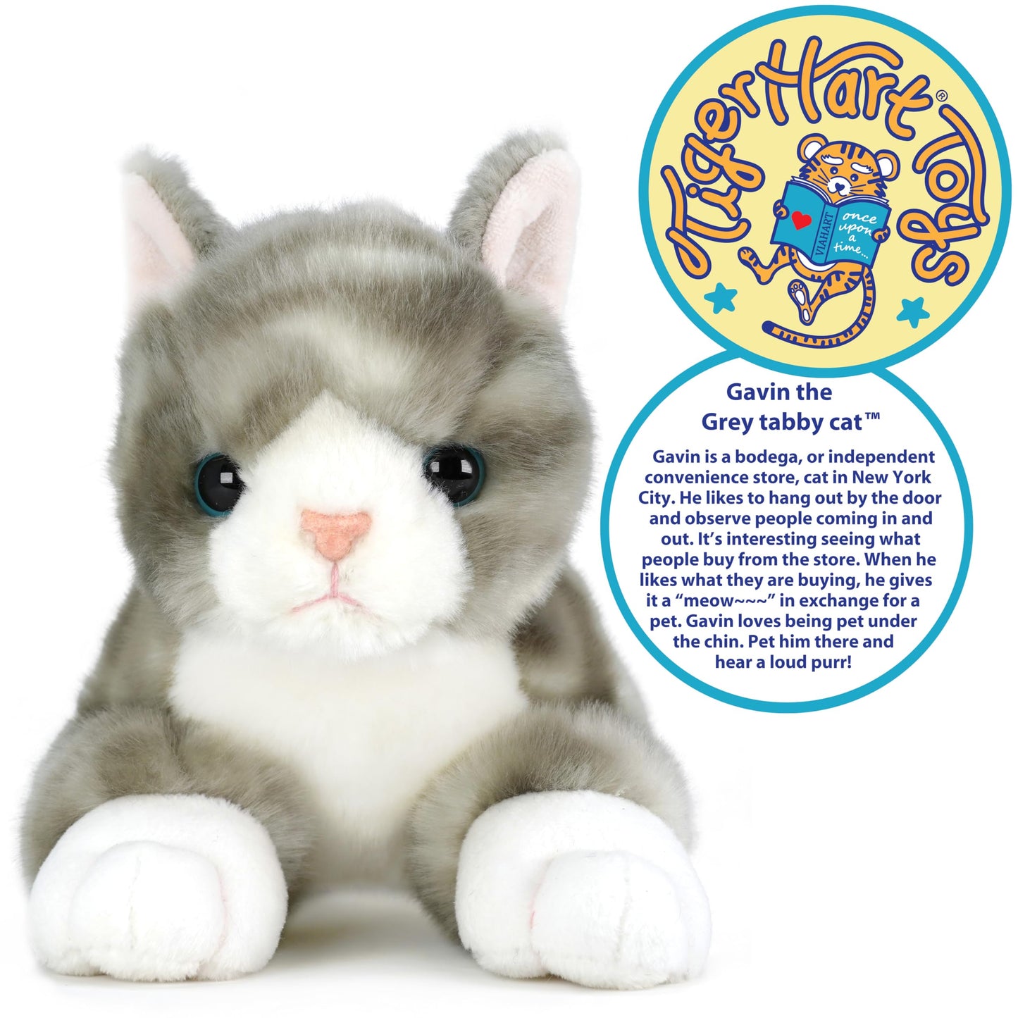 TigerHart Gavin The Grey Tabby Cat - 13 Inch Stuffed Animal Plush