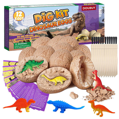 Dino Eggs Dig Kit, 12 Pack Dinosaur Eggs Excavation Science Experiments Kits for Kids 4-12, Dinosaur Toys for 3 4 5 6 7 8 9 10 Year Old Boys Girls