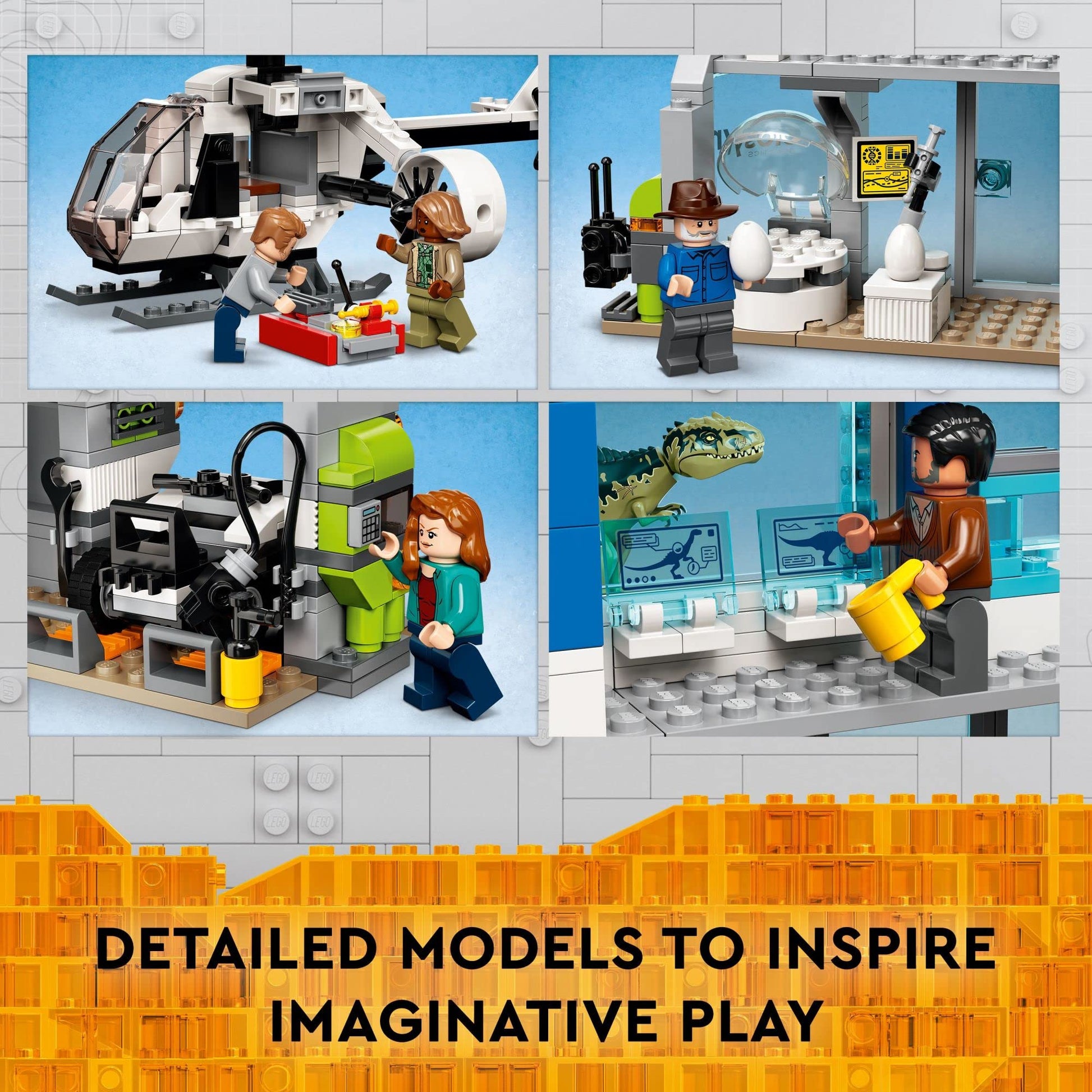 LEGO Jurassic World Giganotosaurus & Therizinosaurus Attack 76949 with 2 Dinosaur Toy Figures, ATV Car, Helicopter & Garage, Gifts for Kids, Boys and
