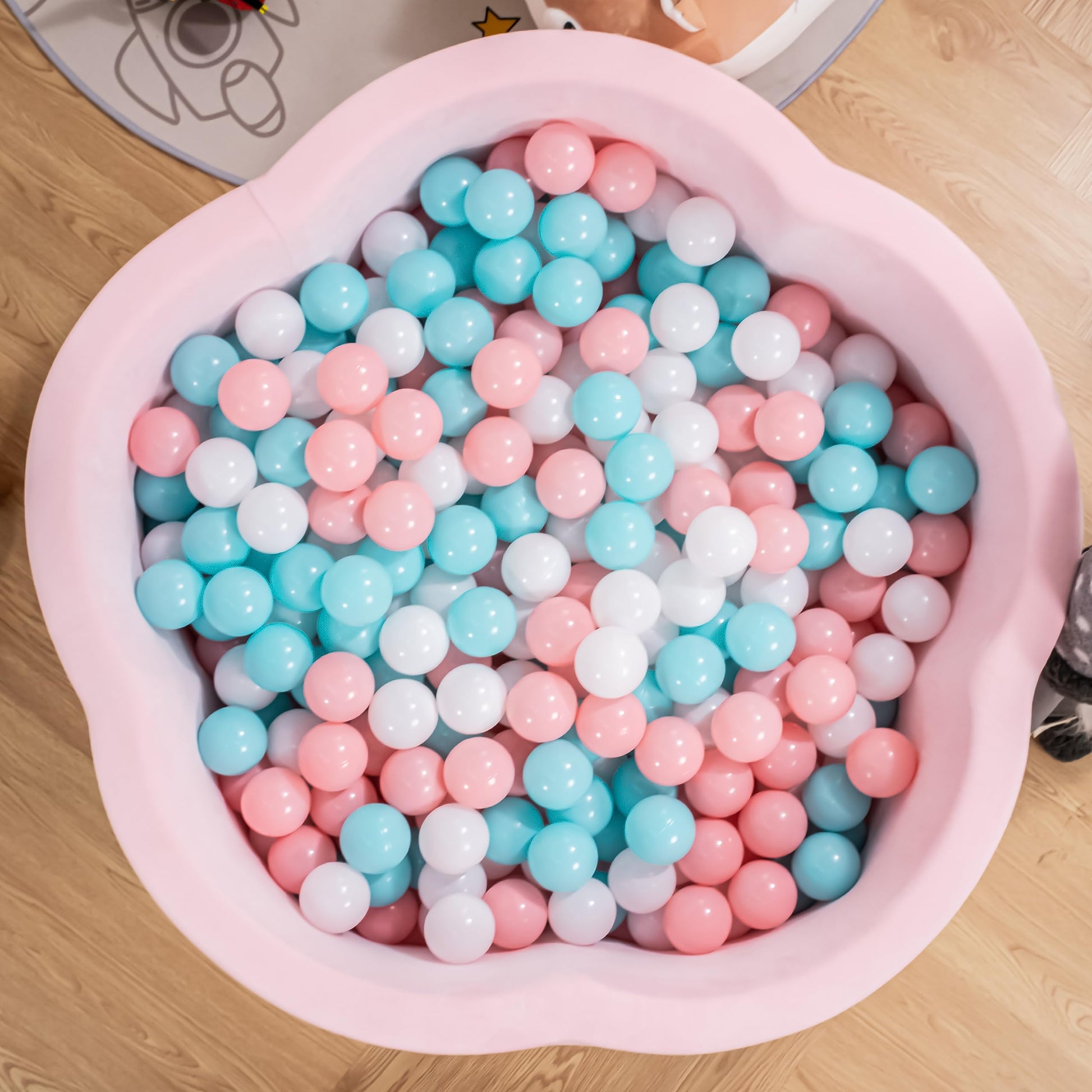 ZYSMALAT Baby Ball Pit - Premium Velvet Memory Foam Ball Pit for Toddlers 1-3 and Babies - Large Pink Flower Baby Ballpit - Indoor Soft Play Equipment